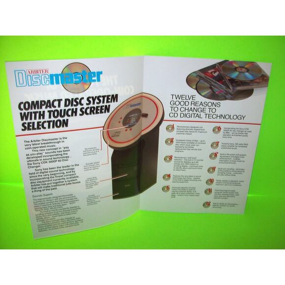DISCMASTER SONY CD Jukebox Phonograph Original NOS Sales Flyer Vintage Promo Art - Picture 2 of 3